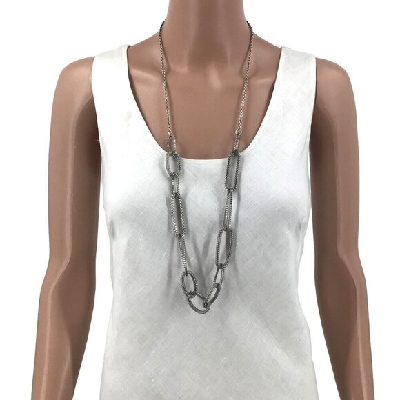 AEO American Eagle Outfitter Necklace Silver Tone Mesh Chain Link - Picture 2 of 2